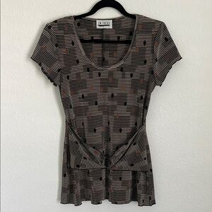 Vintage Enfocus Studio Black Fitted Faux Buckle Blouse